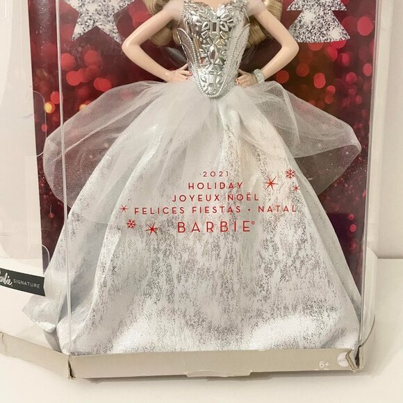 Mattel Barbie Signature 2021 Holiday Collector Doll Blonde Hair Damaged Box - Picture 3 of 16